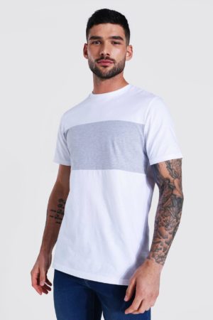 Mens Grey Slim Fit Colour Block T-Shirt SpendersFriend