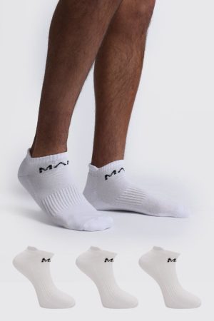 Mens White 3 Pack Man Dash Active Cushioned Trainer Sock SpendersFriend