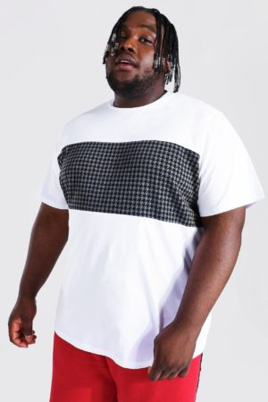 Mens White Plus Size Jacquard Colour Block T-Shirt SpendersFriend