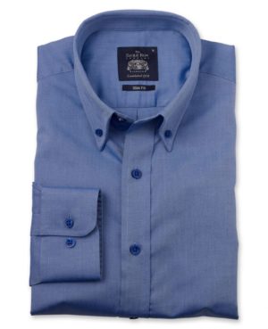 Mid Blue Pinpoint Slim Fit Oxford Shirt Xl Standard SpendersFriend