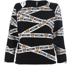 Moschino Ladies Black Long Sleeve T-Shirt With Teddy Bear Logo SpenderFriend