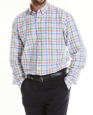 Multi Check Linen-Blend Shirt M Standard SpendersFriend