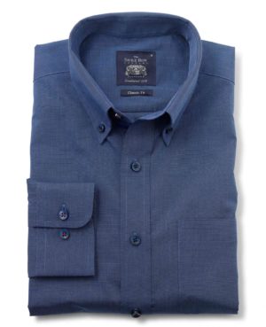 Navy End-On-End Classic Fit Button-Down Casual Shirt S Standard SpendersFriend