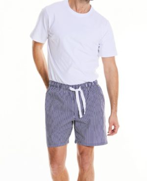 Navy Striped Cotton Lounge Shorts S SpendersFriend