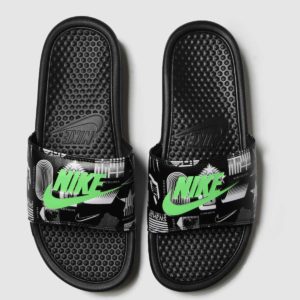 Nike Black & Green Benassi Jdi Sandals SpendersFriend