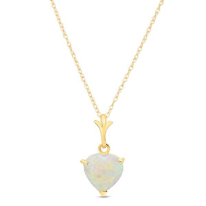 Opal Heart Pendant Necklace 0.65 Ct In 9ct Gold SpendersFriend