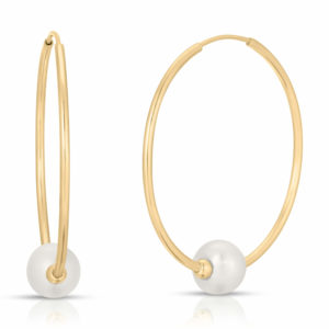Pearl Endless Hoop Earrings 4 Ctw In 9ct Gold SpendersFriend