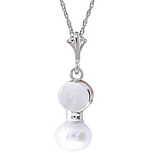 Pearl & Opal Dazzle Pendant Necklace In 9ct White Gold SpendersFriend