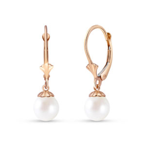 Pearl Snowcap Drop Earrings 4 Ctw In 9ct Rose Gold SpendersFriend
