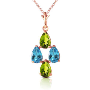 Peridot & Blue Topaz Chandelier Pendant Necklace In 9ct Rose Gold SpendersFriend