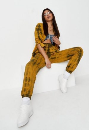 Petite Brown Tie Dye Missguided Shirt And Joggers Co Ord Set