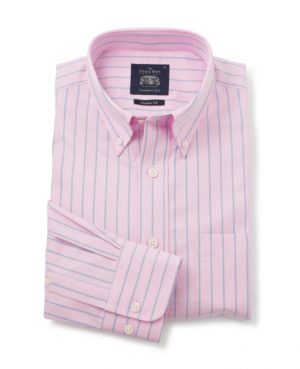 Pink Blue Stripe Classic Fit Button-Down Shirt S Standard SpendersFriend