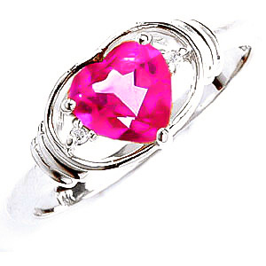 Pink Topaz & Diamond Halo Heart Ring In Sterling Silver SpendersFriend