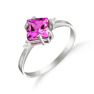 Pink Topaz & Diamond Princess Ring In Sterling Silver SpendersFriend