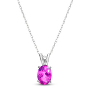 Pink Topaz Oval Pendant Necklace 0.85 Ct In 9ct White Gold SpendersFriend