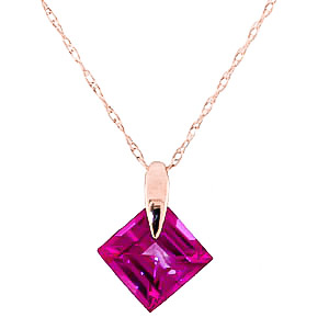 Pink Topaz Princess Pendant Necklace 1.16 Ct In 9ct Rose Gold SpendersFriend