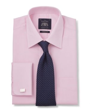 Pink Twill Classic Fit Shirt - Double Cuff 15" Standard SpendersFriend