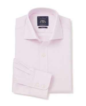 Pink White Textured Slim Fit Cutaway Collar Shirt - Single Cuff 15" Standard SpendersFriend
