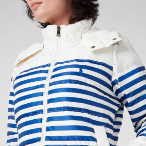 Polo Ralph Lauren Women's Down Fill Jacket - White/Blue Stripe - Xs SpendersFriend