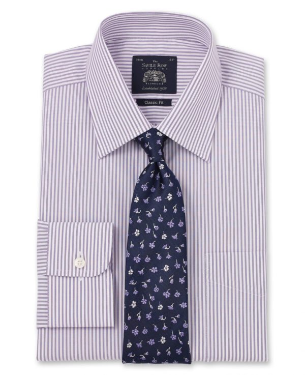 Purple Bengal Stripe Classic Fit Shirt - Single Cuff 15" Standard Single SpendersFriend