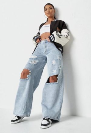 Recycled Light Blue Low Rise Baggy Boyfriend Jeans