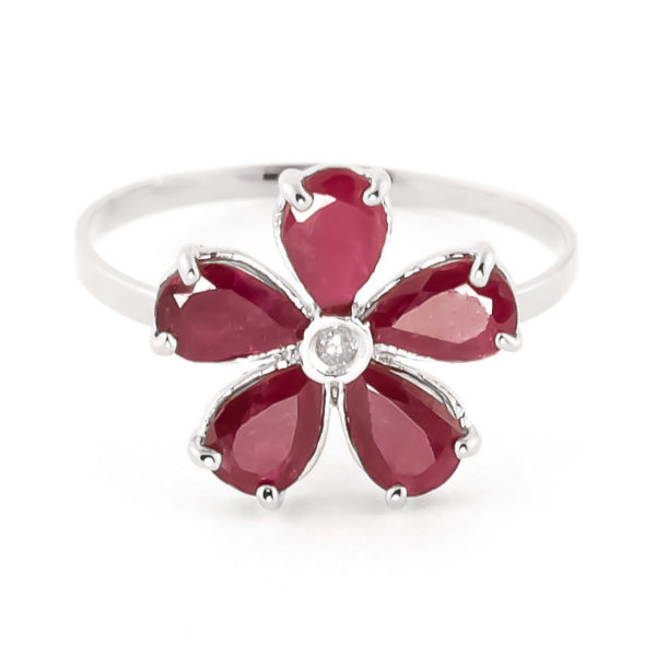 Ruby & Diamond Five Petal Ring In Sterling Silver SpendersFriend