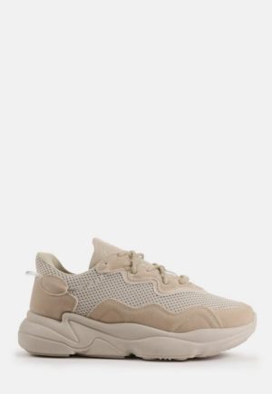 Sand Faux Suede Panelled Chunky Trainers