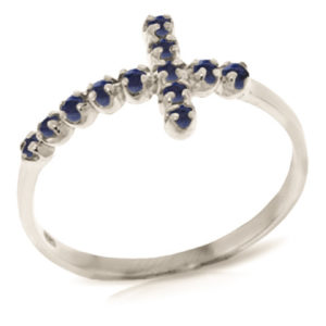 Sapphire Cross Ring 0.3 Ctw In Sterling Silver SpendersFriend