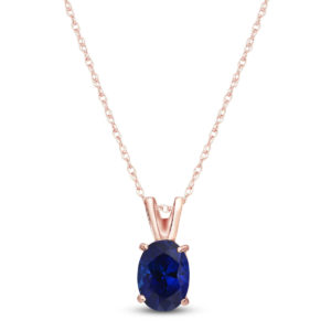 Sapphire Oval Pendant Necklace 1 Ct In 9ct Rose Gold SpendersFriend