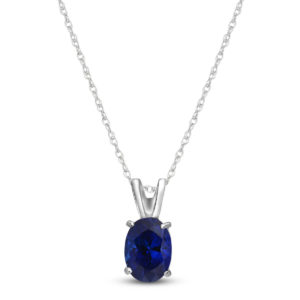 Sapphire Oval Pendant Necklace 1 Ct In 9ct White Gold SpendersFriend