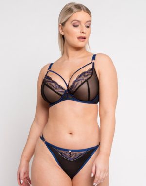 Scantilly Submission Plunge Bra Black/Blue Spenders Friend