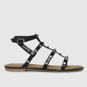 Schuh Black Tara Leather Studded Gladiator Sandals SpendersFriend