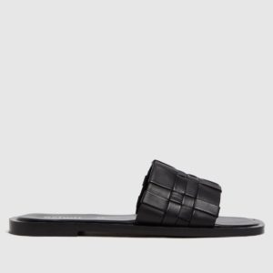 Schuh Black Tease Woven Detail Mule Sandals SpendersFriend