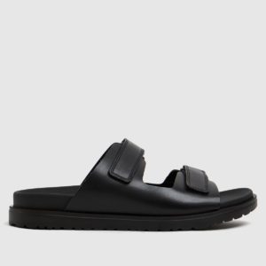 Schuh Black The Edit Pearl Leather Band Sandals SpendersFriend