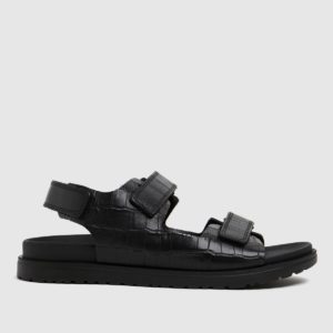 Schuh Black The Edit Precious Croc Leathe Sandals SpendersFriend