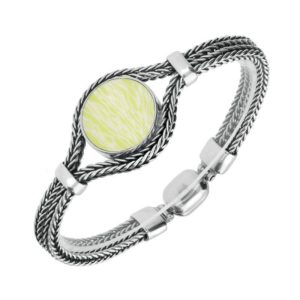 Sterling Silver Royal Crown Derby Mikado Lime Round Foxtail Bracelet loving the sales