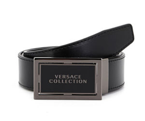 Versace Collection Men's Belt With Versace Collection Buckle - Saffiano Leather - Black SpenderFriend