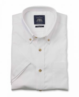 White Classic Fit Short Sleeve Oxford Shirt S SpendersFriend