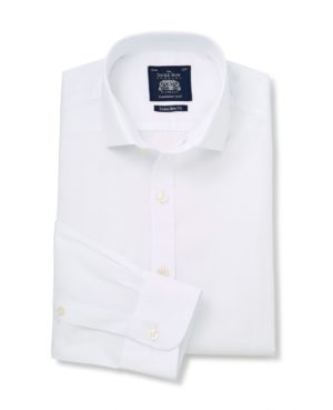 White Poplin Extra Slim Fit Shirt - Single Cuff 17 1/2" Standard SpendersFriend