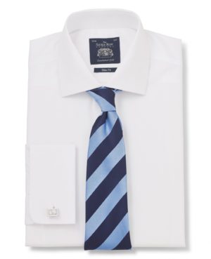 White Poplin Slim Fit Shirt 15 1/2" Standard & Shortened Single SpendersFriend