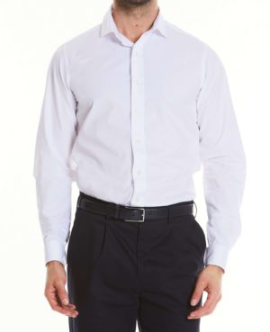 White Twill Slim Fit Shirt In Shorter Length L Standard SpendersFriend