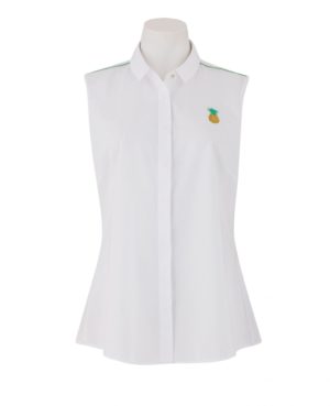 Women's White Pineapple Semi-Fitted Sleeveless Shirt 10 SpendersFriend